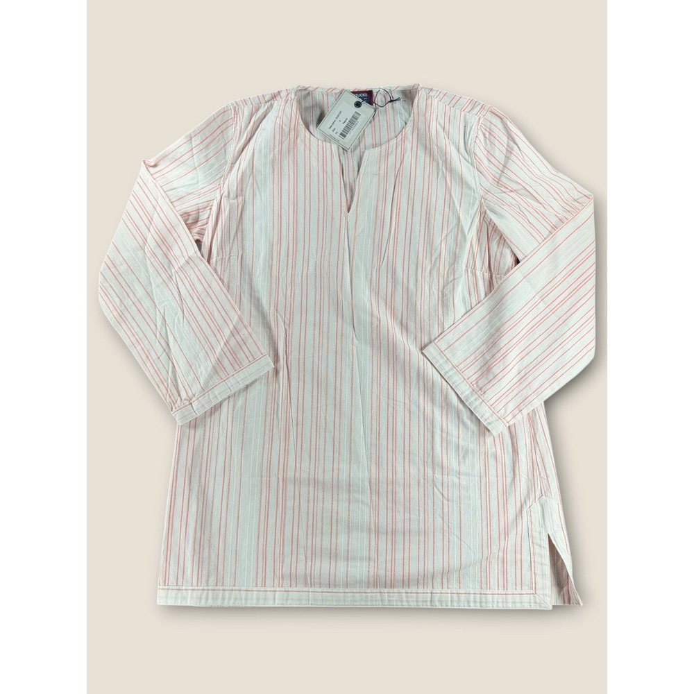 UNTUCKit Durfort Womens Size 8 Red White Striped Cotton V-Neck Tunic Top